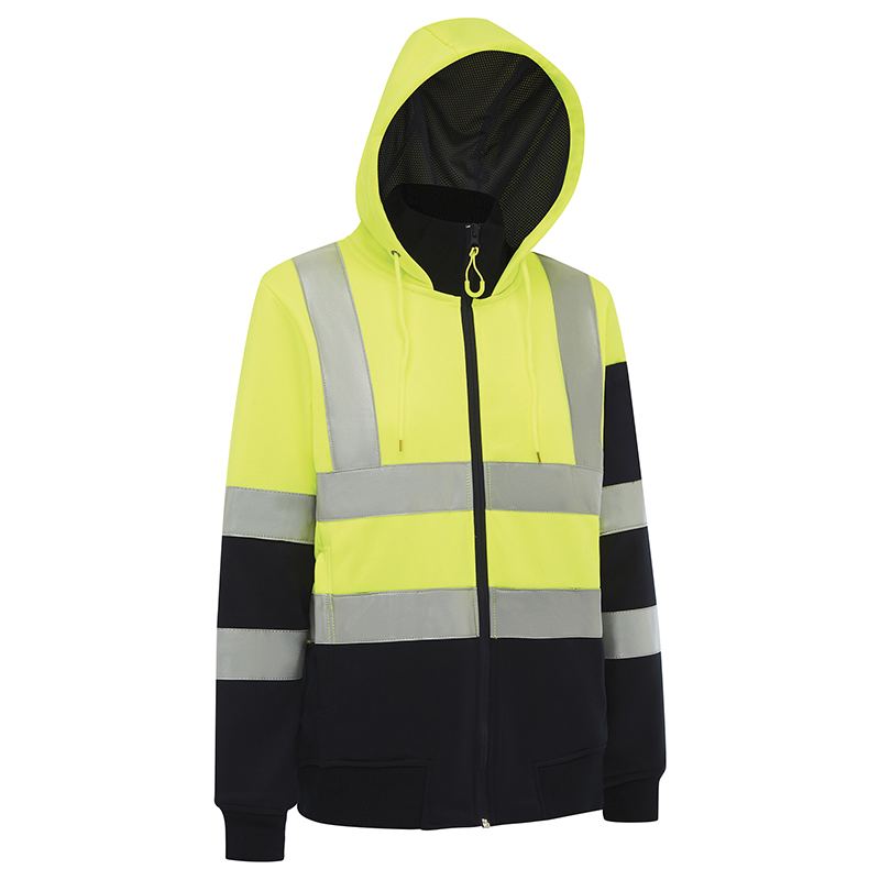 Hi Vis Womens Full Zip Tech Fleece Taped Hoodie Yellow/Navy