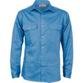 Cotton Drill Work Shirt With Gusset Sleeve - Long Sleeve - Sky