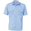 Epaulette Polyester/Cotton Work Shirt - Short Sleeve - Sky