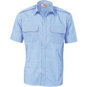 Epaulette Polyester/Cotton Work Shirt - Short Sleeve - Sky