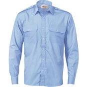 Epaulette Polyester/Cotton Work Shirt - Long Sleeve - Sky
