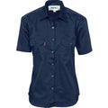 Ladies Cotton Drill Work Shirt - Short Sleeve - Navy