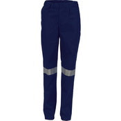Ladies Cotton Drill Pants With CSR Reflective Tape - Navy