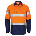 Patron Saint Flame Retardant 2 Tone Closed Front Cotton Shirt with 3M F/R Tape - L/S - Orange/Navy