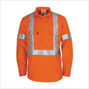 Patron saint flame retardant arc rated closed front shirt with "X" back LOXY F/R R/tape - L/S - Orange