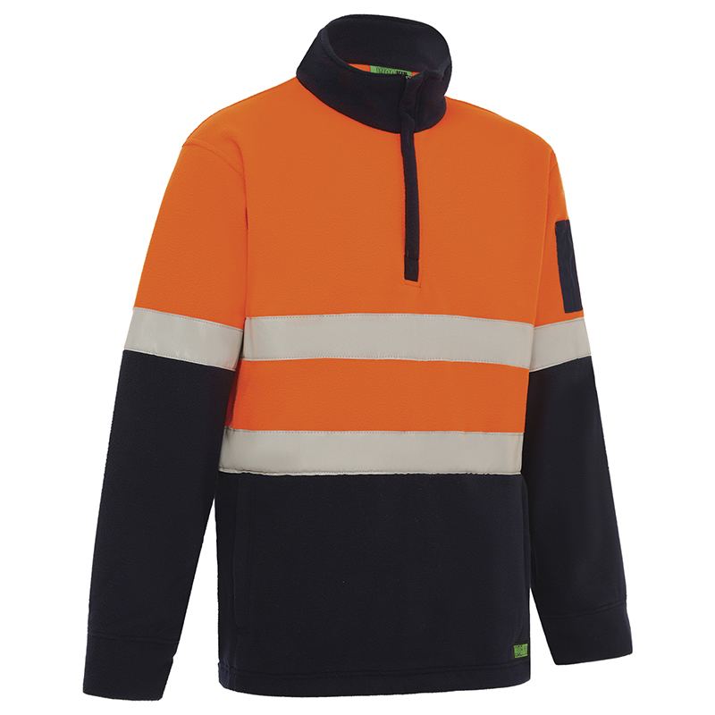 Hi Vis 2 Tone 1/4 Zip Taped Polar Fleece Jumper Orange/Navy