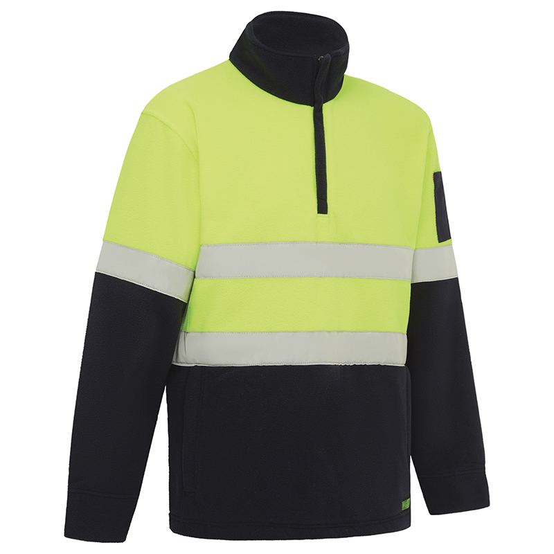 Hi Vis 2 Tone 1/4 Zip Taped Polar Fleece Jumper Yellow/Navy