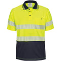 HIVIS Segment Taped Mircomesh Polo - Short Sleeve - Orange/Navy