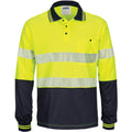 HIVIS Segment Taped Mircomesh Polo - Long Sleeve - Orange/Navy