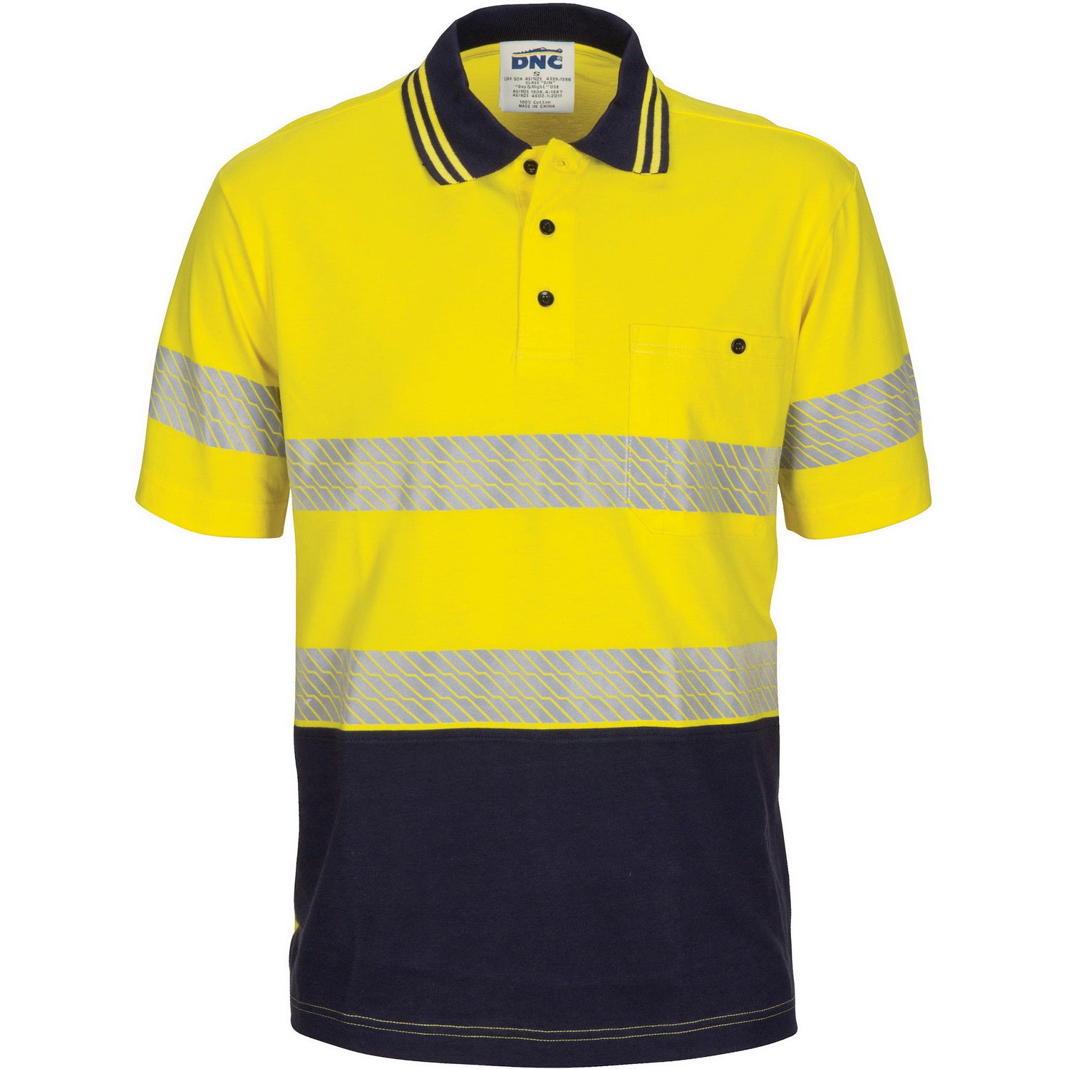 HIVIS Segment Taped Cotton Jersey Polo - Short Sleeve - Orange/Navy