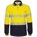 HIVIS Segment Tape Cotton Jersey Polo - Long Sleeve - Orange/Navy