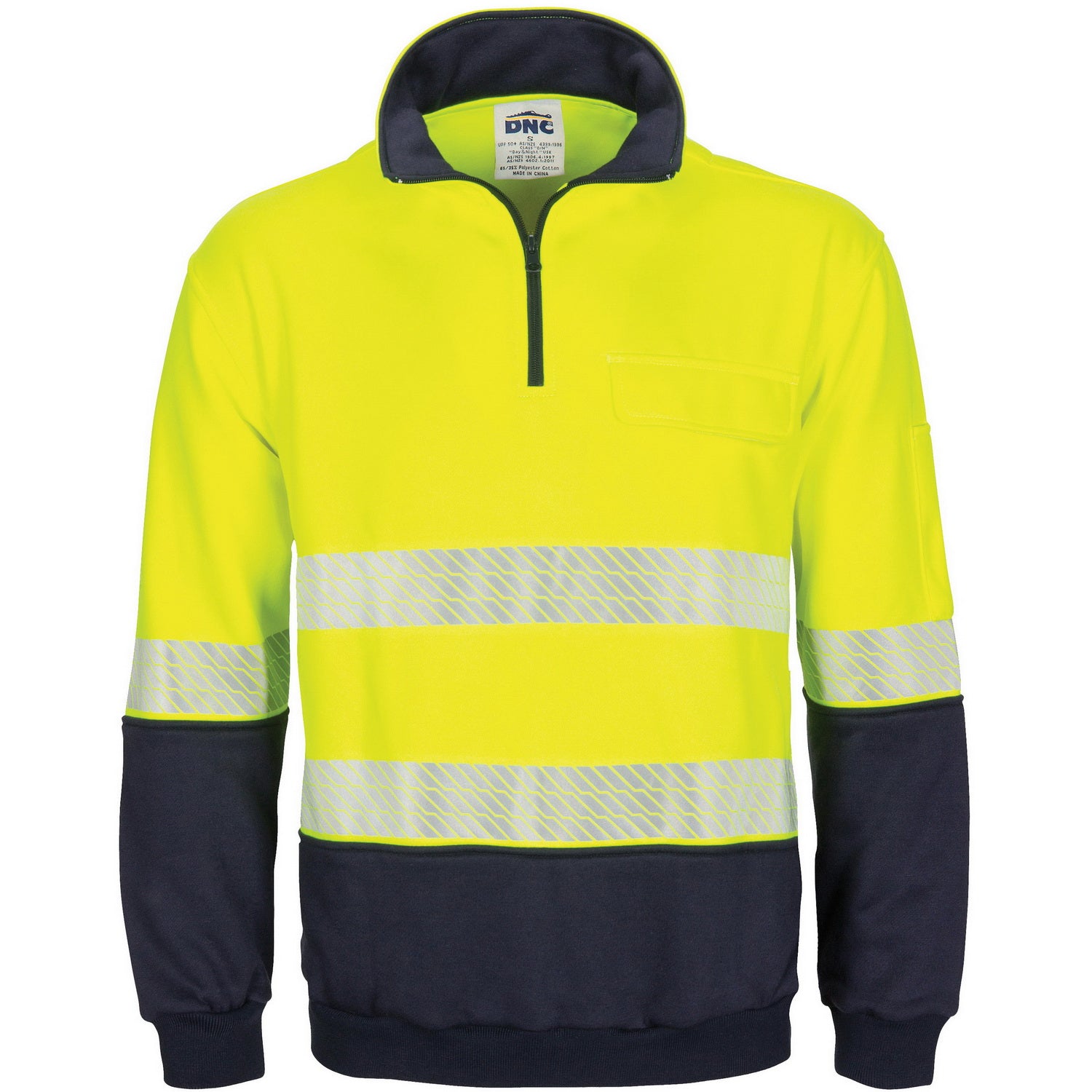 HIVIS Segment Taped 1/2 Zip Fleecy Windcheater - Orange/Navy