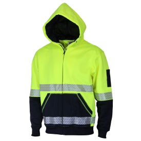 HiVis Segmented Tape Full Zip Hoodie. - Orange/Navy