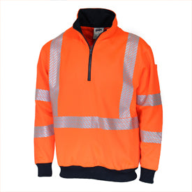 HiVis Segmented Tape X Back 1/2 Zip Jumper - Orange