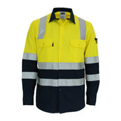 Hivis 2 tone L/W cotton bio-motion & "x" back shirt with CSR R/tape - L/S - Orange/Navy