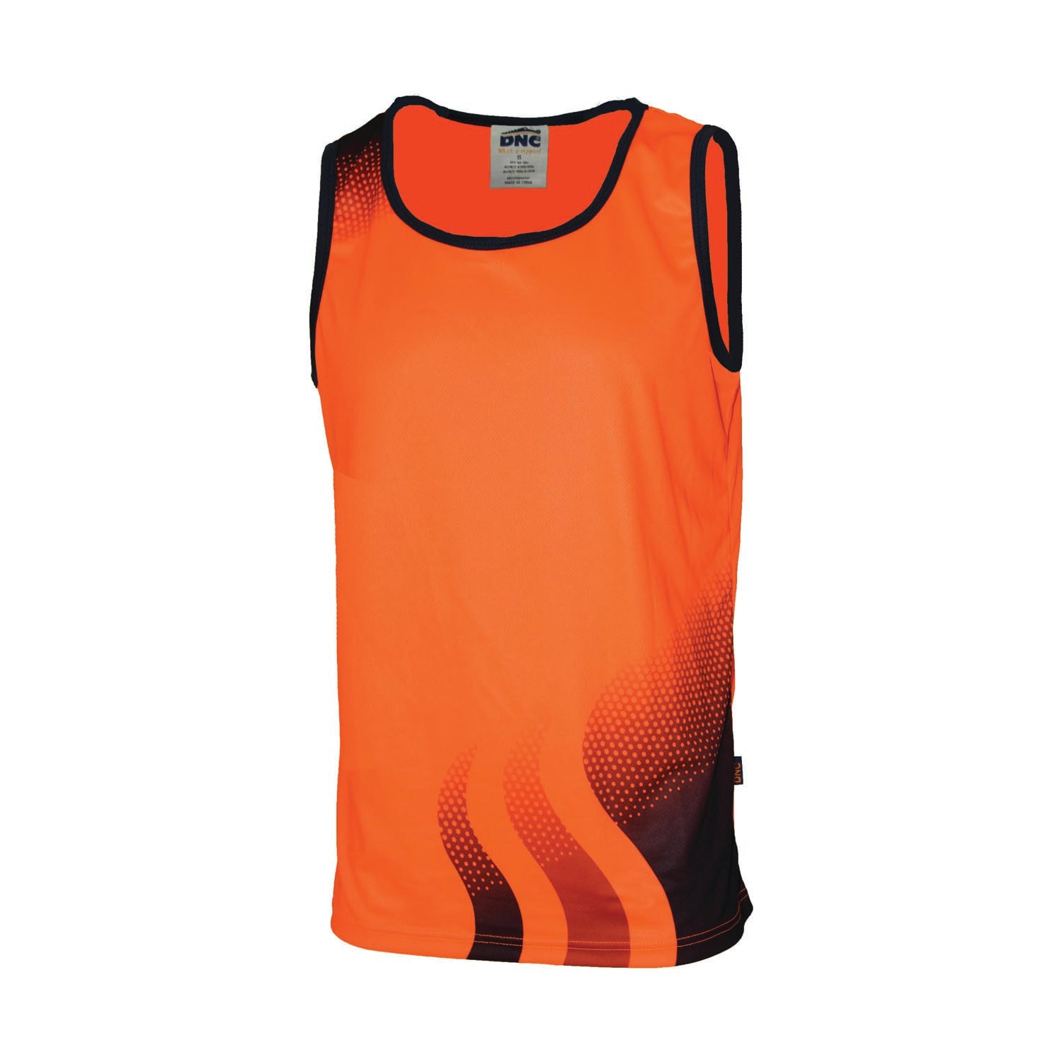WAVE HIVIS SUBLIMATED SINGLET - Orange/Navy