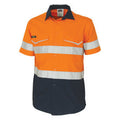 Two-Tone RipStop Cotton Shirt with CSR Reflective Tape. S/S - Orange/Navy