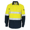 Two-Tone RipStop Cotton Shirt with Reflective CSR Tape. L/S - Orange/Navy