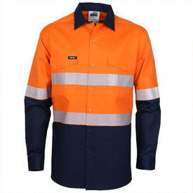 HiVis 2 Tone Segment Taped Coolight Shirt - Orange/Navy