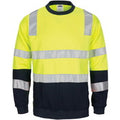 HIVIS 2 tone, crew-neck fleecy sweat shirt with shoulders, double hoop body and arms CSR R/Tape. - Orange/Navy