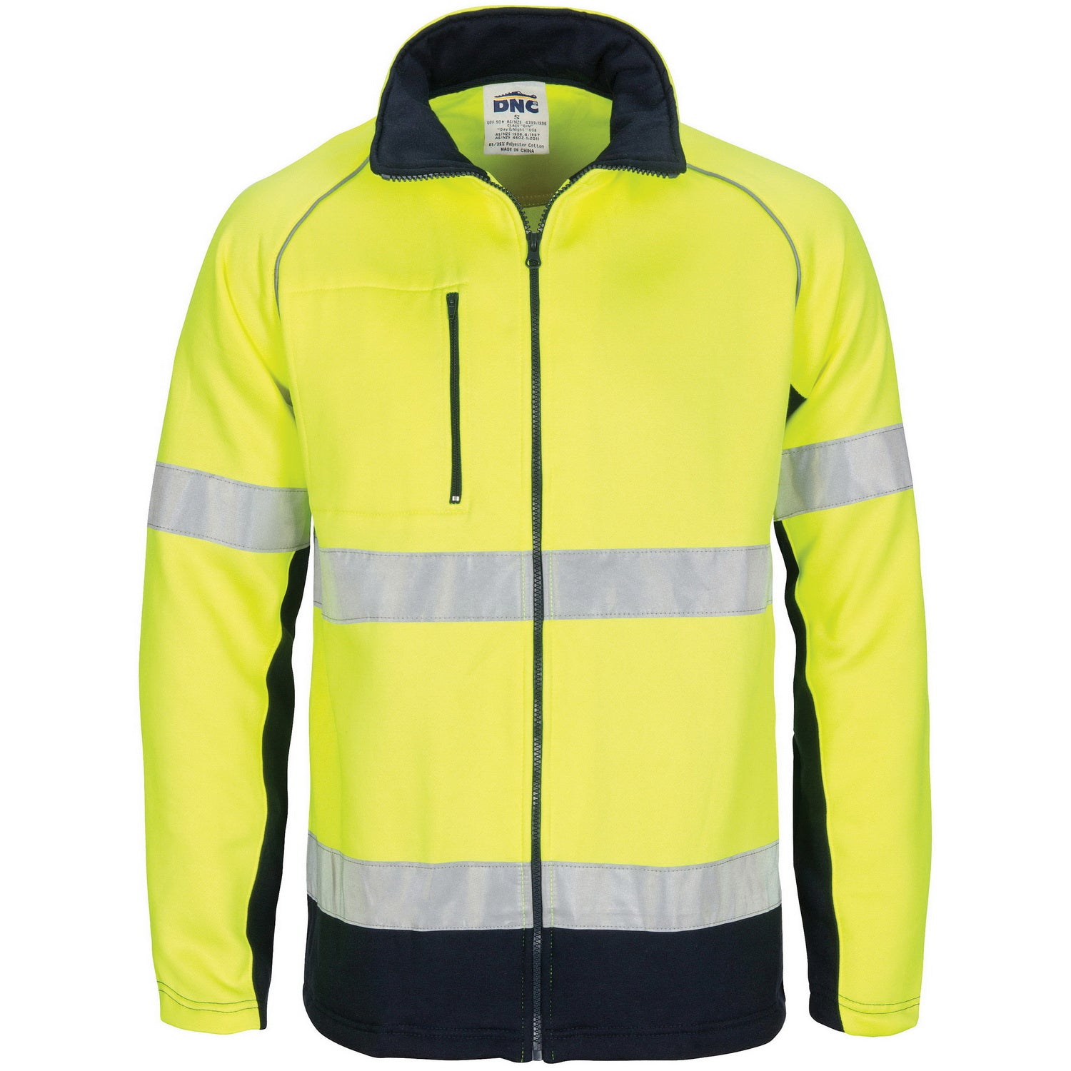 HIVIS 2 Tone full zip fleecy sweat shirt CSR R/Tape - Orange/Navy