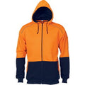 HiVis Contrast Piping Fleecy Hoodie - Orange/Navy