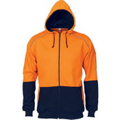HiVis Contrast Piping Fleecy Hoodie - Orange/Navy