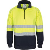 HiVis 1/2 Zip Fleecy with Hoop Pattern CSR Reflective Tape - Orange/Navy