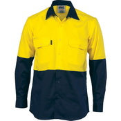 HiVis Cool-Breeze Vertical Vented Cotton Shirt - Long sleeve - Orange/Navy
