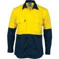 HiVis Cool-Breeze Vertical Vented Cotton Shirt - Long sleeve - Orange/Navy