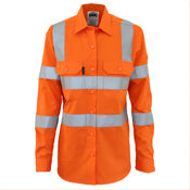 Ladies HiVis L/W Cotton VIC Rail CSR Shirt - Orange