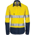 Ladies HiVis 3 Way Cool-Breeze Cotton Shirt with Gusset Sleeve, CSR R/Tape - Long Sleeve - Orange/Navy