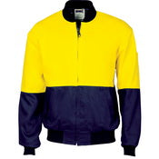 HiVis Two Tone Cott on Bomber Jacket - Orange/Navy