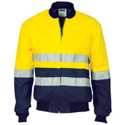HiVis Two Tone D/N Cotton Bomber Jacket with CSR R/tape - Orange/Navy