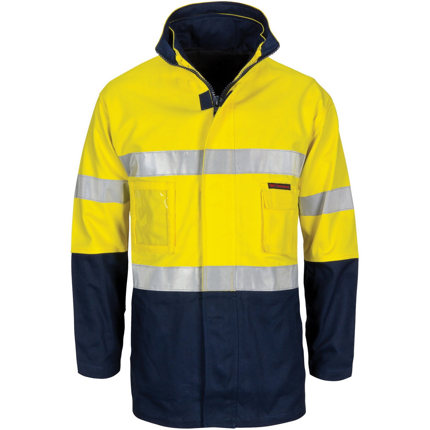 HiVis "4 IN 1" Cotton Drill Jacket with Generic R/Tape - Orange/Navy