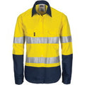 Ladies HIVIS Cool-Breeze Cotton Shirt with CSR R/Tape - Long Sleeve - Orange/Navy