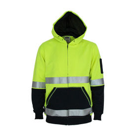 Hivis 2 tone full zip super fleecy hoodie with CSR R/tape - Orange/Navy