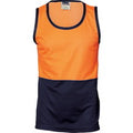 Cotton Back Two Tone Singlet - Orange/Navy