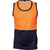 Cotton Back Two Tone Singlet - Orange/Navy
