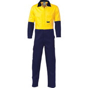 HiVis Cool-Breeze 2-Tone LightWeight Cotton Coverall - Orange/Navy