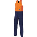 HiVis Two Tone Cotton Action Back Overall - Orange/Navy