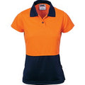 Ladies HiVis Two Tone Polo - Short Sleeve - Orange/Navy
