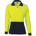 Ladies HiVis Two Tone Polo Shirt - Long Sleeve - Orange/Navy