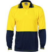 Hivis Two Tone Food Industry Polo - Long Sleeve - Orange/Navy