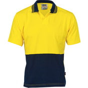 Hivis Cool Breeze Cotton Jersey Food Industry Polo - Short Sleeve - Orange/Navy