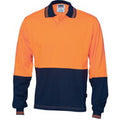 Hivis Cool Breeze Cotton Jersey Food Industry  Polo - Long Sleeve - Orange/Navy