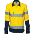 Ladies HiVis Two Tone Drill Shirt with CSR R/Tape - Long sleeve - Orange/Navy