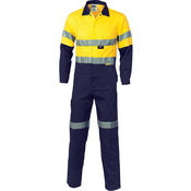HiVis Cool-Breeze two tone L.Weight Cotton Coverall with CSR R/Tape - Orange/Navy