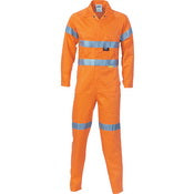 HiVis Cool-Breeze Orange L.Weight Cotton Coverall with CSR R/Tape - Orange