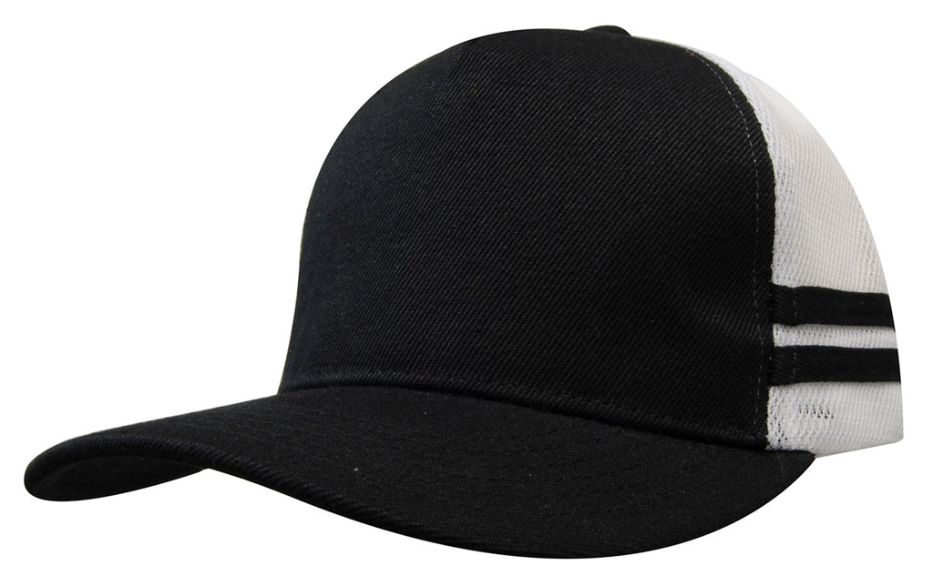 American Premium Twill/Mesh Deep Fit Trucker with Stripes - view 4